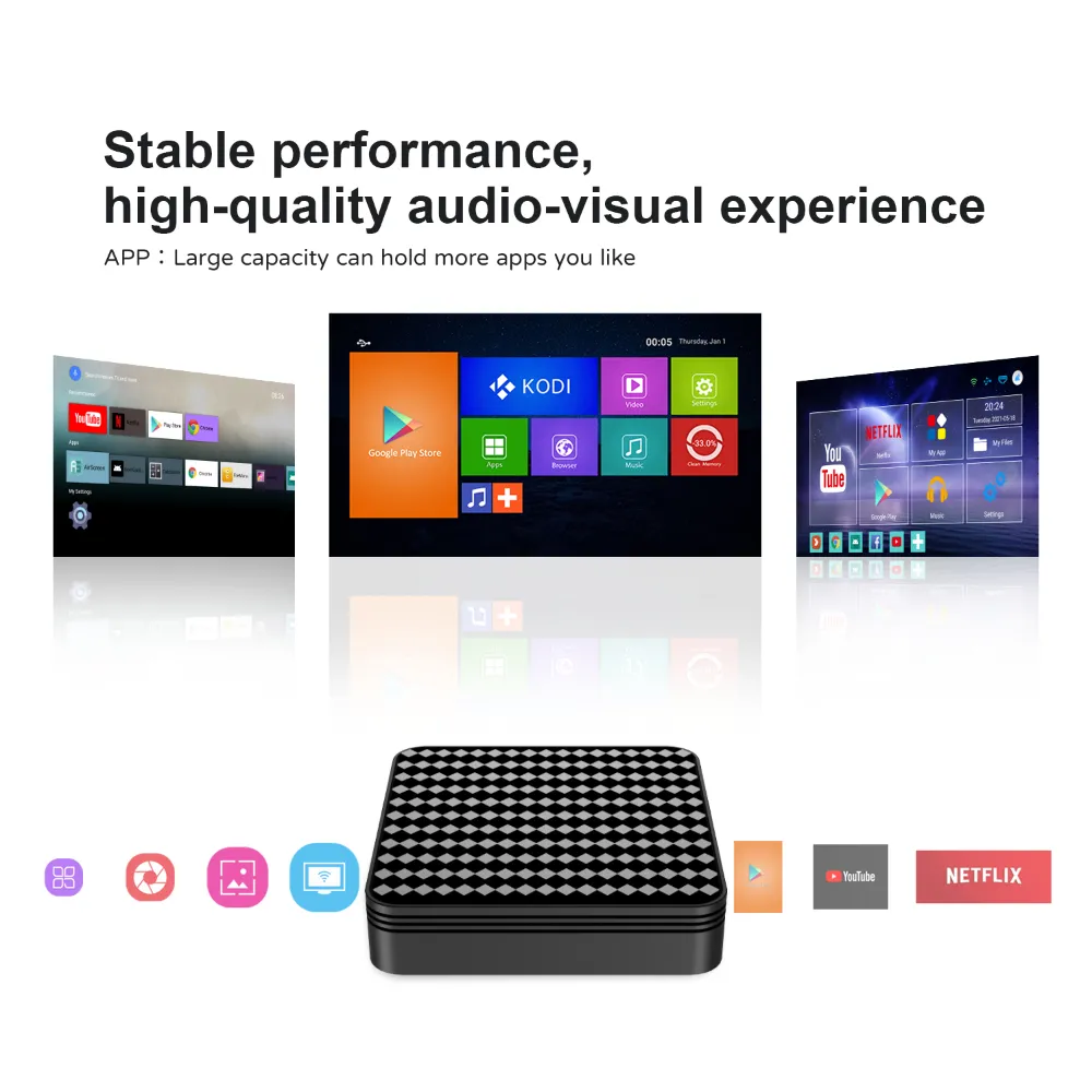 G96-3 Smart TV Box multi-screen home entertainment UI showcase