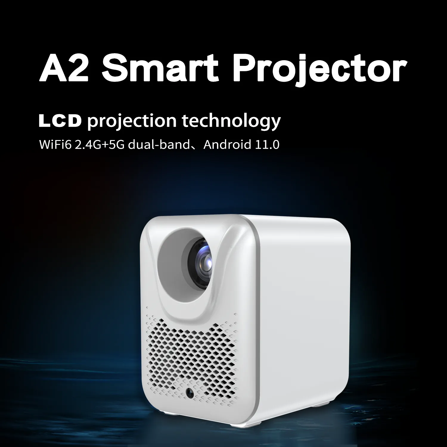 A2 2.4G/5G Auto Focus Portable Video Projector Wireless Home Theater 4k LCD Intelligent Mini Bright Android 11 Mini Projector