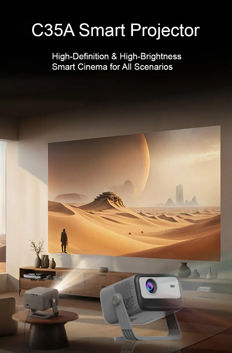 C35A Smart Projector - 1080P LCD Android 14.0 Projector with Auto Keystone, Focus & Obstacle Avoidance